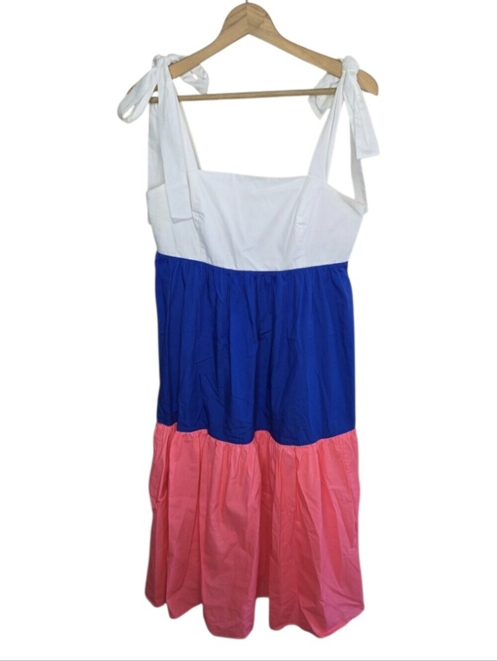 Lilly Pulitzer White Navy Coral Colorblock Anlee Cotton Midi Dress Size 6 Summer
